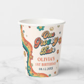 Een groovy babe retro regenboog 1e verjaardag papieren bekers (Voorkant)
