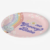 Een groovy babe retro regenboog 1e verjaardag papieren bordje (Gekanteld)