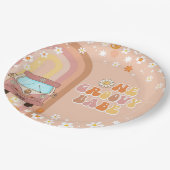 Een groovy babe retro regenboog 1e verjaardag papieren bordje (Gekanteld)