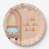 Een groovy babe retro regenboog 1e verjaardag papieren bordje (Voorkant)