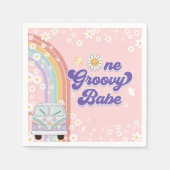 Een groovy babe retro regenboog 1e verjaardag servet (Voorkant)