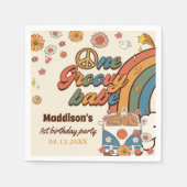 Een groovy babe retro regenboog 1e verjaardag servet (Voorkant)
