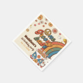 Een groovy babe retro regenboog 1e verjaardag servet (Hoek)