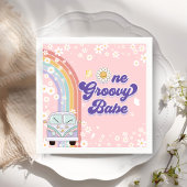 Een groovy babe retro regenboog 1e verjaardag servet