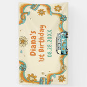 Een groovy babe retro regenboog 1e verjaardag spandoek (Verticaal)