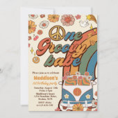 Een Groovy Babe Retro Regenboog 1e Verjaardagsfees Kaart (Voorkant)