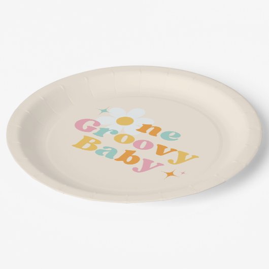 Een groovy Baby 1e verjaardagsfeestje Papieren Bordje (Gekanteld)