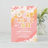 Een Groovy Baby Daisy Hippie 70s Retro Baby shower Kaart (Staand voorkant)