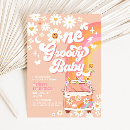 EEN Groovy Baby Hippie Bus Daisy 1e Verjaardag Kaart