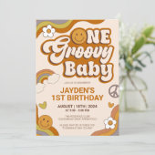 Een Groovy Baby Retro 70s Party Verjaardag Kaart (Staand voorkant)