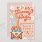 Een groovy Baby verjaardagsfeestje Kaart (Voorkant / Achterkant)