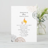 Een groovy chick boho eerste verjaardagsfeest kaart (Staand voorkant)