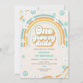 Een Groovy Dude Retro Boy 1e Verjaardagsfeestje Kaart (Voorkant)