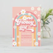 Eén Groovy Girl Boho Daisy Rainbow 1ste verjaardag Kaart (Staand voorkant)