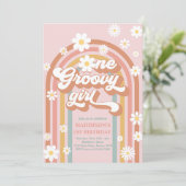 Eén Groovy Girl Boho Daisy Rainbow 1ste verjaardag Kaart (Staand voorkant)