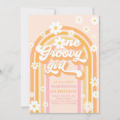 Eén Groovy Girl Boho Daisy Rainbow 1ste verjaardag Kaart (Voorkant)