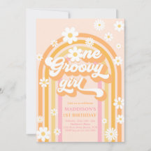 Eén Groovy Girl Boho Daisy Rainbow 1ste verjaardag