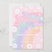 Een Groovy Girl Retro Daisy Pink Rainbow Birthday Kaart (Voorkant)