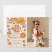 Een groovy jaar 1e verjaardagsfeest foto kaart (Voorkant / Achterkant)