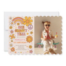 Een groovy jaar 1e verjaardagsfeest foto