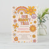 Een groovy jaar 1e verjaardagsfeest kaart (Staand voorkant)