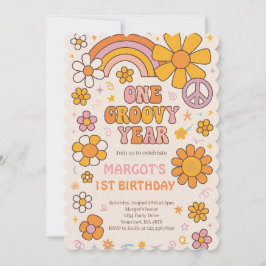 Een groovy jaar 1e verjaardagsfeest kaart