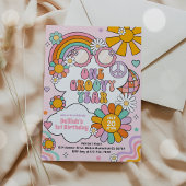 Een groovy jaar 70s bloem macht regenboog verjaard kaart