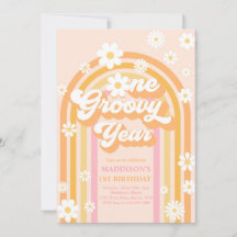 Eén Groovy Jaar Boho Daisy Rainbow 1st Birthday