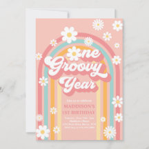 Eén Groovy Jaar Boho Daisy Rainbow 1st Birthday
