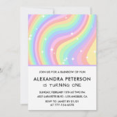 Een Groovy Jaar Retro Pastel Regenboog Golvend 1e Kaart (Voorkant)
