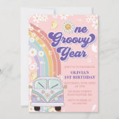 Een Groovy Jaar Retro Regenboog 1e Verjaardag Kaart (Voorkant)