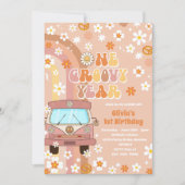 Een Groovy Jaar Retro Regenboog 1e Verjaardag Kaart (Voorkant)