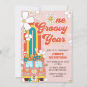 Een Groovy Jaar Retro Regenboog 1e Verjaardag Kaart (Voorkant)