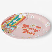 Een Groovy Jaar Retro Regenboog 1e Verjaardag Papieren Bordje (Gekanteld)