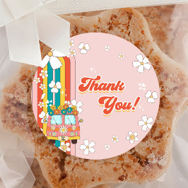 Een groovy jaar retro regenboog 1e verjaardagsfees ronde sticker