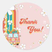 Een groovy jaar retro regenboog 1e verjaardagsfees ronde sticker (Voorkant)