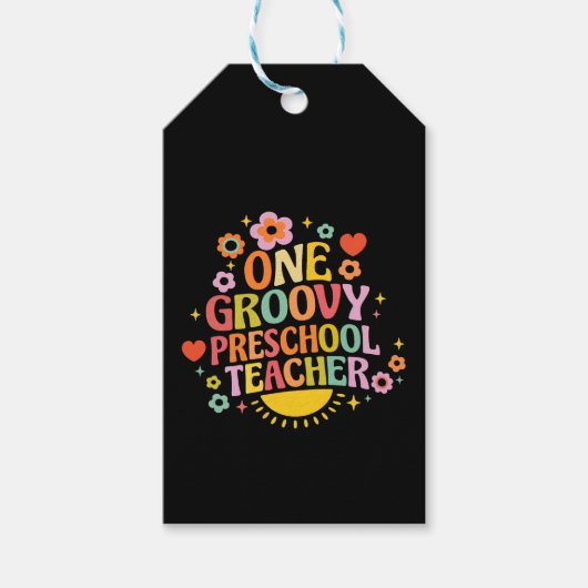 Een groovy kleuterleerkracht cadeaulabel (Voorkant)