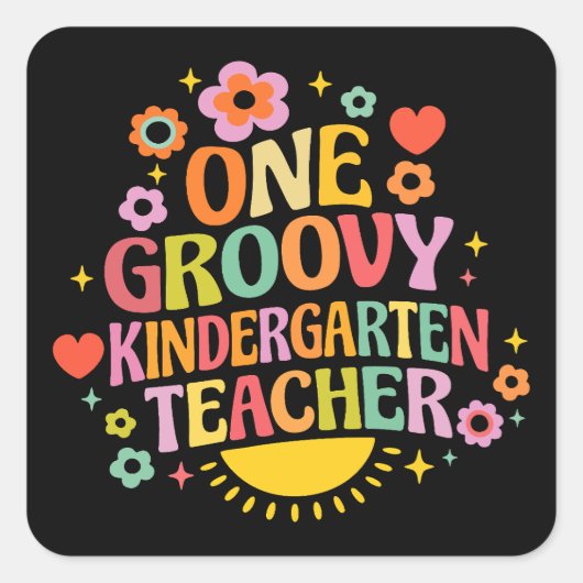 Een groovy kleuterleerkracht vierkante sticker (Voorkant)