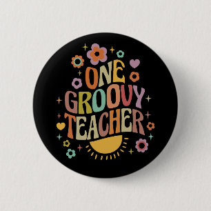 Een groovy leraar ronde button 5,7 cm