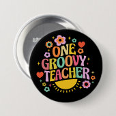Een groovy leraar ronde button 7,6 cm (Voorkant /achterkant)