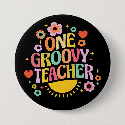 Een groovy leraar ronde button 7,6 cm (Voorkant)