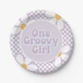 Een Groovy Meisje Paarse Daisy Checker Papieren Bordje (Voorkant)