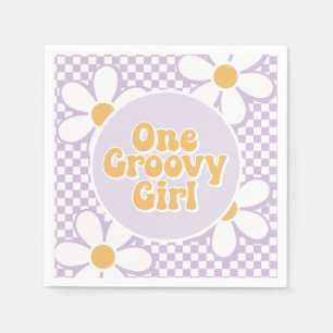 Een Groovy Meisje Paarse Daisy Checker Servet