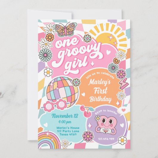 Een Groovy Meisje Retro Preppy Varsity Verjaardag Kaart (Voorkant)