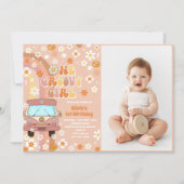 Een Groovy Meisje Retro Regenboog 1e Verjaardag Fo Kaart (Voorkant)