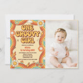 Een Groovy Meisje Retro Regenboog 1e Verjaardag Fo Kaart (Voorkant)