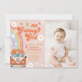 Een Groovy Meisje Retro Regenboog 1e Verjaardag Fo Kaart (Voorkant)