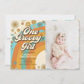 Een Groovy Meisje Retro Regenboog 1e Verjaardag Fo Kaart (Voorkant)