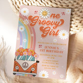 Een Groovy Meisje Retro Regenboog 1e Verjaardag Kaart