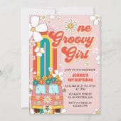 Een Groovy Meisje Retro Regenboog 1e Verjaardag Kaart (Voorkant)